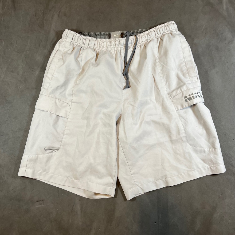 Vintage Nike Swim Trunks Mens M Nylon Grey Cargo Shorts Mesh Lined Y2K
